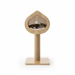 Nhà cây mèo Catlotus hình hoa sen, mèo xám nằm ngủ trong tổ ấm gỗ