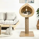 Mèo trắng ngồi cạnh trụ cào móng Catlotus, mèo xám ngủ trong nhà hoa sen