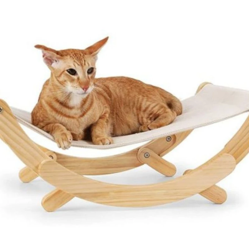 Võng nằm Catmaru cho mèo - khung gỗ tự nhiên, phụ kiện thú cưng Petco Global